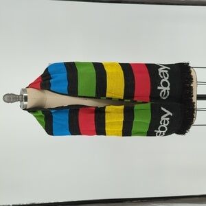 Ebay logo Knit Rectangle Scarf Black Red Blue Yellow 7.5in x 63in fall casual